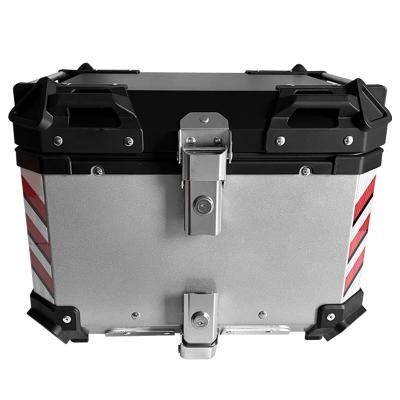 China 2022 Hot Durable Universal Top Box For Motorcycle Aluminum Tail Boxes Storage With Rotating Riverting for sale