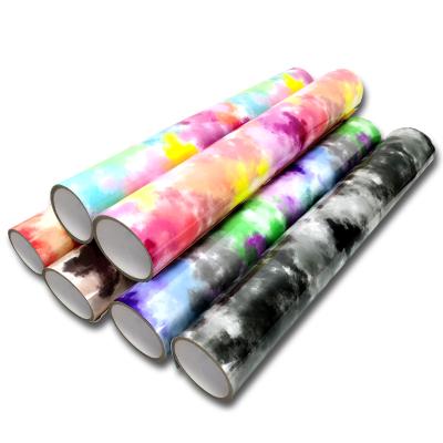 China soft & Clouds Watercolor Rainbow Heat Transfer Vinyl Stretchable Tie Dye Iron On T Shirt Heat Press Cricut Film HTV Printing For Garment DIY Craft for sale