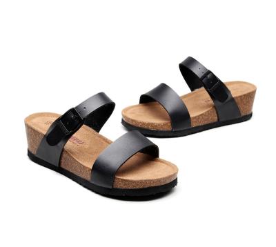 China 2022 Anti-Smell New Arrivals Beach Female Cork Thick Bottom Wedge Sandals Female Wedge Sandals for sale