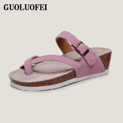 China Fashion Trend Wedges Sandals Bohemian Leather Sandals Women Shoes Flip Flops Sandalias With Adjustable Buckles for sale