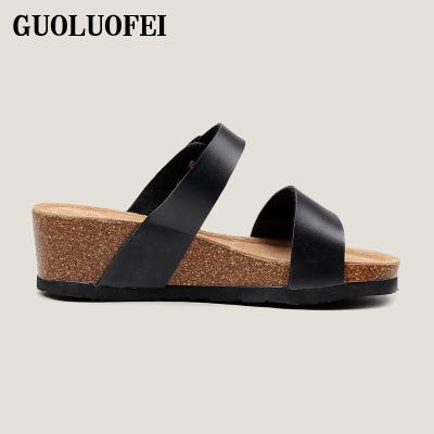 China Wholesale Black Women Summer Anti-odor Fashion Casual High Heel Print White Mid Shoes Ladies Sandals With PU Leather Strap for sale