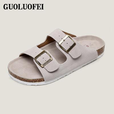 China Buckle Anti-slippery Cork Sole Flat Beach Sandals Metal 2020 Summer Slippers For Women Outdoor Sports Shoes for sale