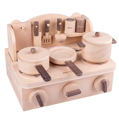 China High Quality Beech Wood Logs Play House Baby Kids Cookware Cooking Kitchen Toys Kitchen Set Toy Preschool Toy for sale