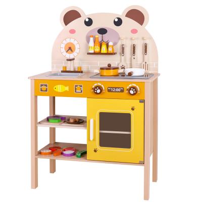 China Wooden Wooden Kitchen Children's Vienna Simulation Play House Children's Toys Cooking Stove Parent-child Interaction for sale