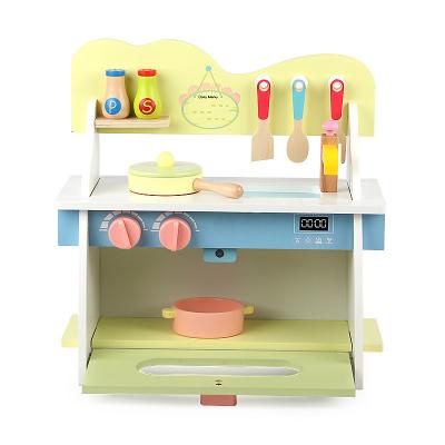 China Wooden children's kitchen toys cooking mini simulation puzzle kitchen utensils boys and girls play house set for sale