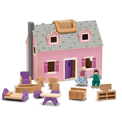 China Girls Wooden Dolls House Girls Pink Wooden Dolls House For Wholesale T70120 for sale