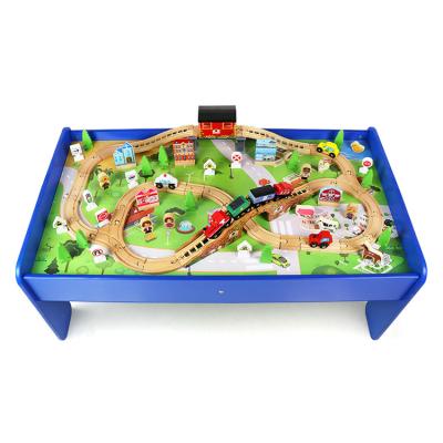 China Wooden Slot Toy Classic Children Country Scene Railroad Train Table Toys for sale