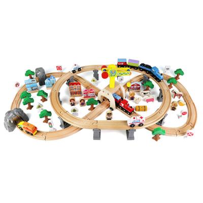 China Slot Toy In Wooden Crane Railroad Scene Toys Railroad Wooden Railroad Climb Hillside KK121 for sale