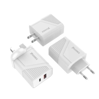 China Wholesale QC3.0 18W + Palladium 20W Fast Charging USA Pin Dual Ports Quick Charger USB 30W QC3.0 For USB Charger Head Android Mobile Phone for sale