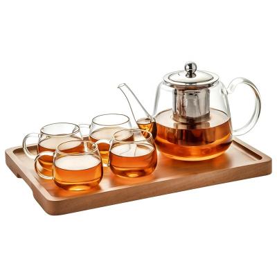 China Stocked Glass Teapot Set Thickened Heat Resistant High Borosilicate Glass for sale