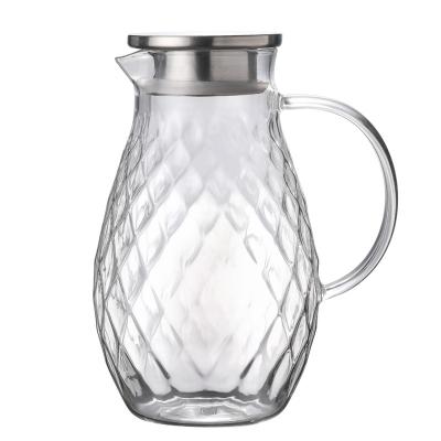 China Viable Multifunctional Glass 2L Pitcher With Stainless Steel Lid Ultra-large Capacity Water Jug For Milk Juice Ice Tea for sale