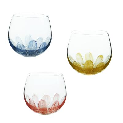 China Hot Selling Chubby Whiskey Flip 400ml Cocktail Glass Cup Tumbler Glass Tumblers Around Spin Glass Wine Mug for sale