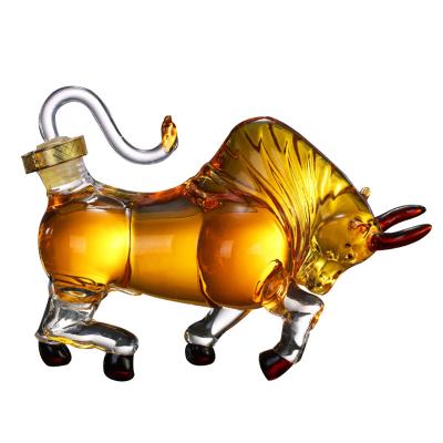 China 500ml/1000ml Animal Zodiac Glass Jar Animal Zodiac Taurus Bottle Craft Gift Decoration Wine Set Wine Transparent Wine Rack for sale