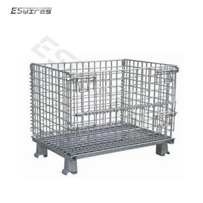 China Customized Collapsible Warehouse Folding Steel Stacking Metal Pallet Collapsible Galvanized Wire Mesh Steel Container for sale