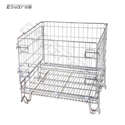 China Collapsible Wire Container Preform Storage PET Collapsible Caster Storage Cage Mesh Steel Welded Storage Metal Wire Container for sale