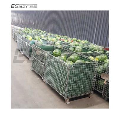 China Collapsible Heavy Duty Industrial Fabricated Iron Cold Storage Wire Mesh Heavy Duty Steel Bin for sale