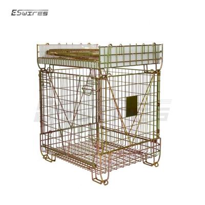 China Collapsible Standard Stackable Galvanized Transport Wire Mesh Container For Pet Bottle Can Preform Manufacturers for sale