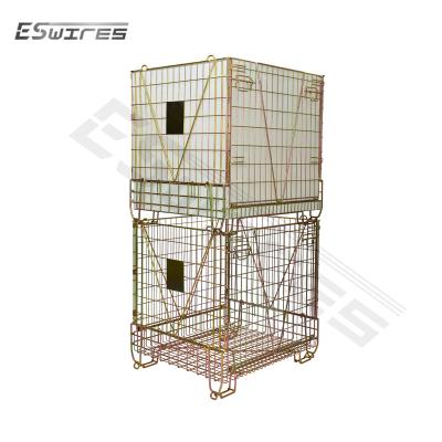 China Collapsible Large Chastity Cage Steel Wire Mesh Stackable Heavy Duty Rigid Container Collapsible For Aquatic Plant Warehouse for sale