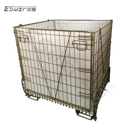 China Foldable Zinc Galvanized Collapsible Mesh Canister For PET Storage for sale