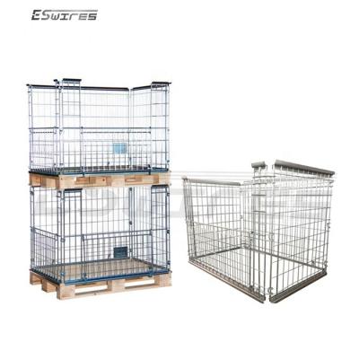 China Detachable Foldable Wooden Pallet Wire Mesh Metal Steel Storage Heavy Duty Customized Collapsible Cage for sale