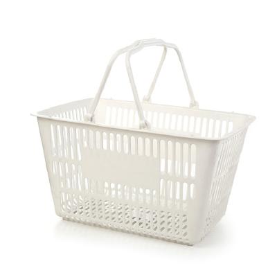 China 1) Supermarket 2)shops shopping basket white gray small supermarket handle plastic shopping basket for sale