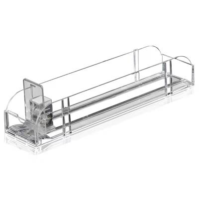 China PS Retail Automatic Plastic Clear Enforcement System Shelf Spring Pusher with Double Dividers for Supermarket Shelf for sale