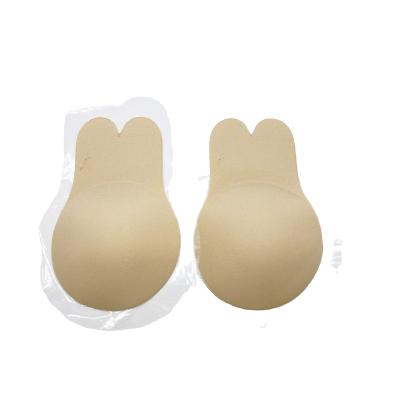 China Wholesale Reusable Push Up Comfortable Invisible Suggest Strapless Nipple Cover Bra Silicone Rabbit Shape Nipple Cover Sticker for sale