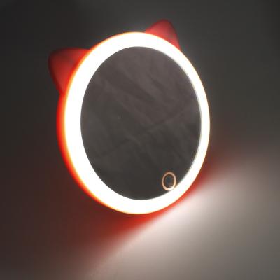 China Rechargeable Cute LED Mirror Touch Switch Single Side Makeup Mirror Vanity Makeup Mirror With Led Lights for sale