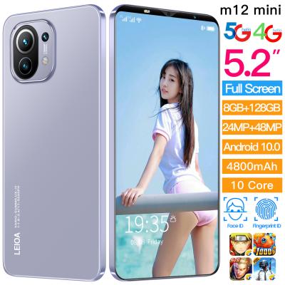 China Dual SIM Card Hot Selling M12 Mini Smartphone 5.2 inch Big Face Full Screen 128GB Memory Cell Phone Unlock Android 10.0 Cell Phone for sale