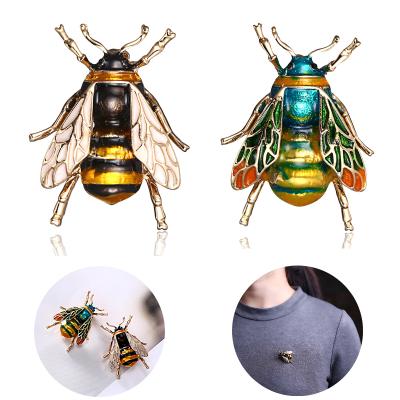 China ALLOY Vintage Bee Brooch Corsage Enamel Pins for Women's Accessories Antique Wing Insect Brooches Badges Animal Icons for sale