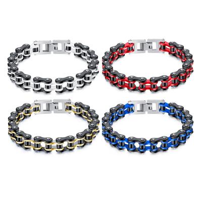 China Sturdy Teenage Men Boys Stainless Steel Bracelets Tone Polished Hand Bracelet For Hiphop Hiphop Biker Chain Bracelet Jewelry Two for sale