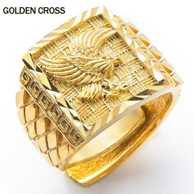 China Hiphop Punk Rock Eagle Men's Ring Luxury Gold Plated Wedding Resizeable Jewelry 7-11 Finger Rings Never Fade Rings for sale