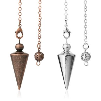 China Environmental Friendly Metal Pendulos Pendulos Pendulums For Dowsing Antique Copper Pyramid Spiral Cone Gold Silver Color Reiki Spirtual Pendulum for sale