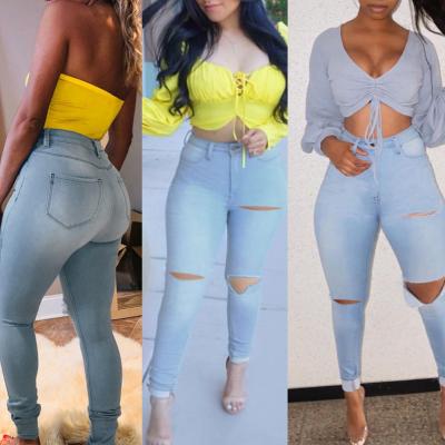 China Women's High Waist Waterproof Ripped Casual Daily Skinny Denim Pants Women Jeans Pants Plus Size 3xl 4xl 5xl for sale