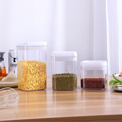 China Wholesale Freshness Preservation Customized Type Airtight Dry Kitchen Accessories Cereal Food Transparent Square Storage Containers for sale