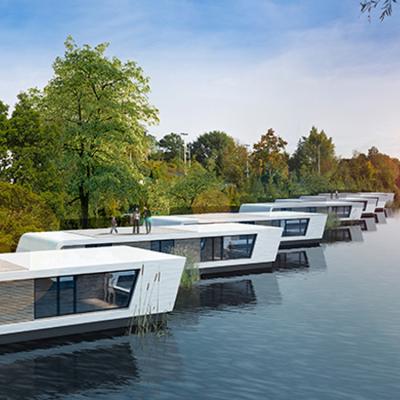 China Modern Water Architecture Prefab Water House Design Sea Floating Home for sale