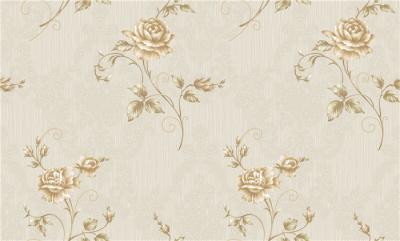 China Beautiful Rose Flower Design Wallpaper Deep Embossed With 1.06*15.6m Size for sale