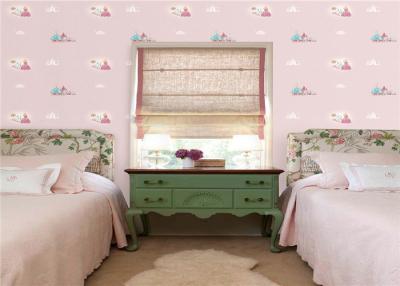 China Romantic Pink Modern Kids Bedroom Wallpaper Non Pasted Eco Friendly for sale