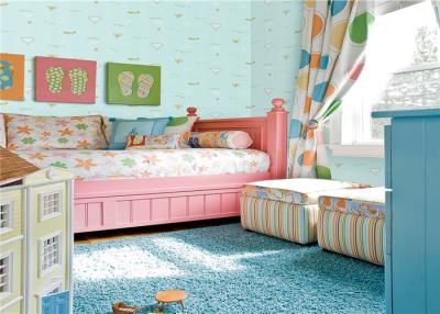 China Healthy Embossed Kids Bedroom Wallpaper Moisture Proof With Light Green Color for sale