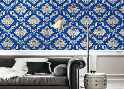 China Blue Waterproof Classic Vintage Wallpaper For Walls Background , Vinyl Materials for sale