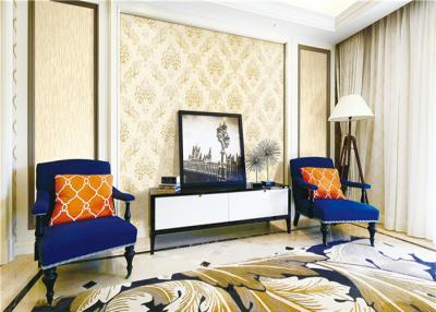 China Interior Room Classic Vintage Wallpaper Wet Embossing With Water Based Ink for sale