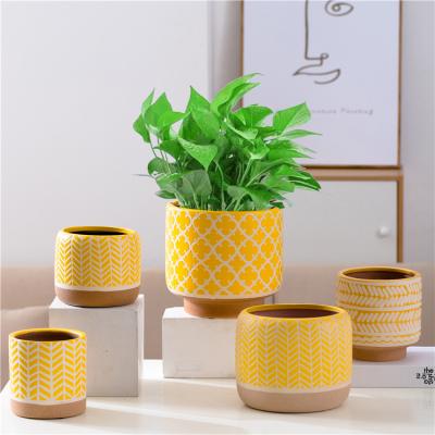 China Unique Succulent Pattern Garden Novelty Balcony Decoration Plant Pots Decorative Ceramic Flower Planter Pots For Indoor for sale