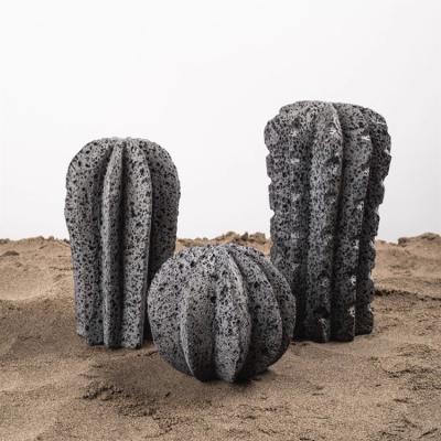 China Unique Custom Cactus Shape Handmade Carved Black Ornament Design Decor Cheap Home Accessories for sale