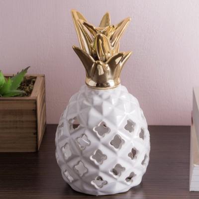 China Nordic Home Carving Craft Ornament Pineapple Pieces Decoration Handmade Carved Ceramic Home Decor for sale