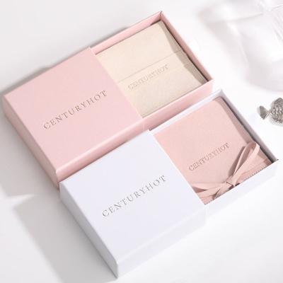 China Handmade Custom Pink Paper Jewelry Box Personalized Embossed Logo Gift Box Bulk Drawer Cardboard Box Chic Small Jewerly Packaging for sale