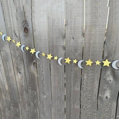 China Handmade Star and Moon Banner Moon Stitched Banner Glitter Banner Baby Shower Decorations for sale