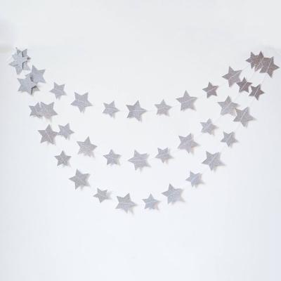 China Small Handmade Garland Silver Wedding Decor Twinkle Baby Shower Star Birthday Star Banner for sale