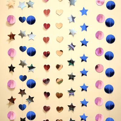 China Handmade Multiple Color Metallic Star and Star Garland Baby Shower Circle Stitched Banner Glitter Glitter Decorations Small for sale