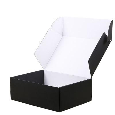 China Handmade Custom Printing Gold Foil Packaging And Cardboard Shipping Boxes Black Cardboard UV Flap Black Mailer Corrugated for sale