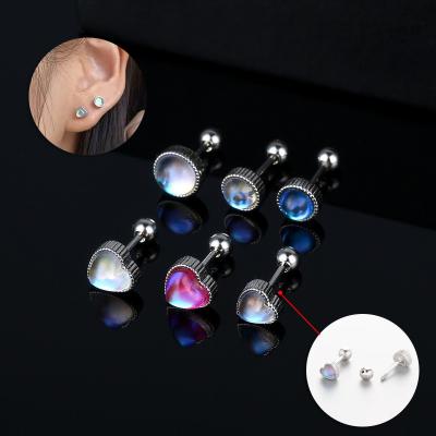 China Fine Titanium Steel Punk Titanium Steel Needle Ear Bone Stud Earrings Like Moonstone Copper Stud Earrings Shape Earrings Nose Rings Pin Studs for sale